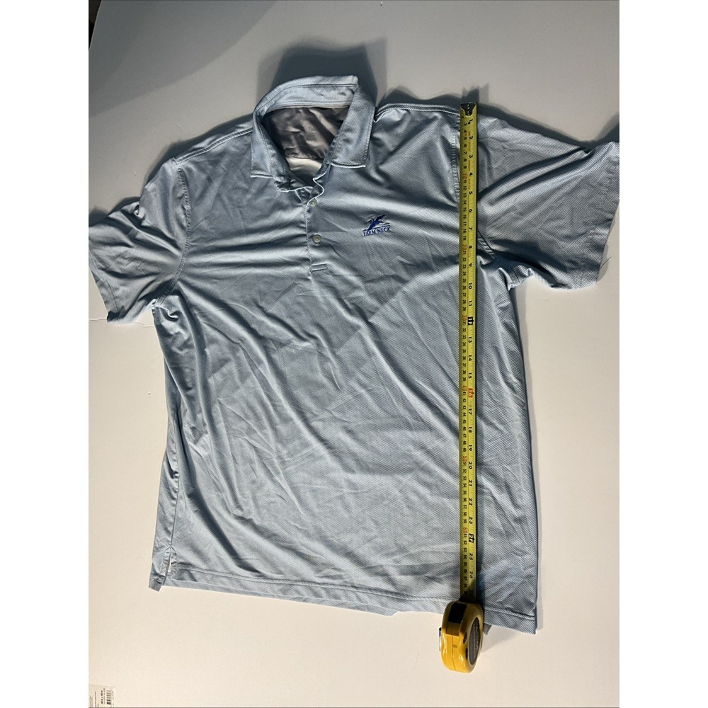 Johnnie-O Polo Shirt Mens XL Light Blue Performance Golf Farm Neck Logo - Picture 5 of 7
